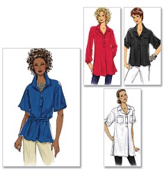 5218 BUTTERICK EZ PULLOVER BUTTON TOPS, TUNIC, BELT PATTERN 8-14, 16-22 CHOICE